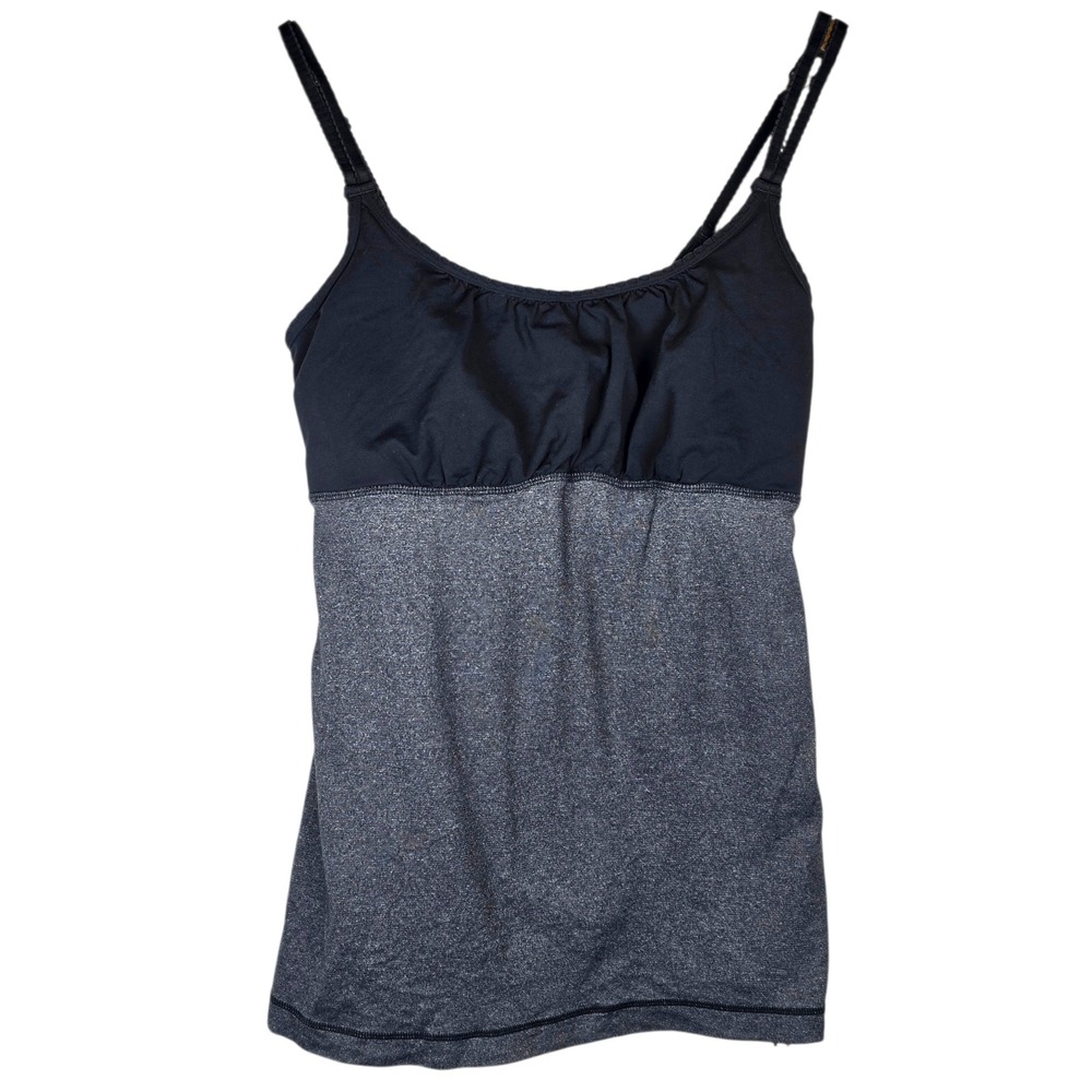 Lululemon Ruched Babydoll Tank Size 8 Black Gray Gym Yoga Athletic